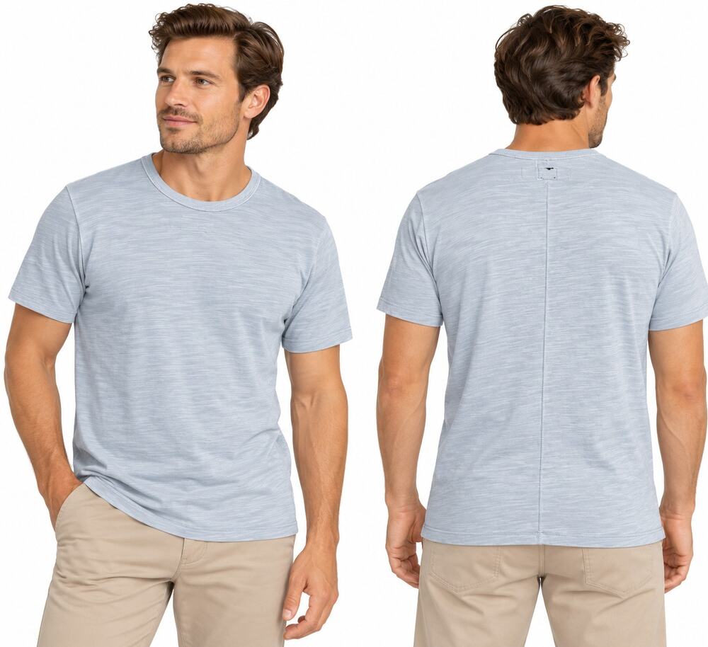 Rag & Bone Classic Flame Tee Mens L Light Blue Slub Cotton Peru T-Shirt